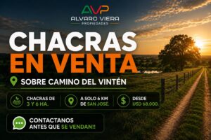 Chacras en venta sobre Camino del Vintén, San José, Uruguay - Alvaro Viera Propiedades